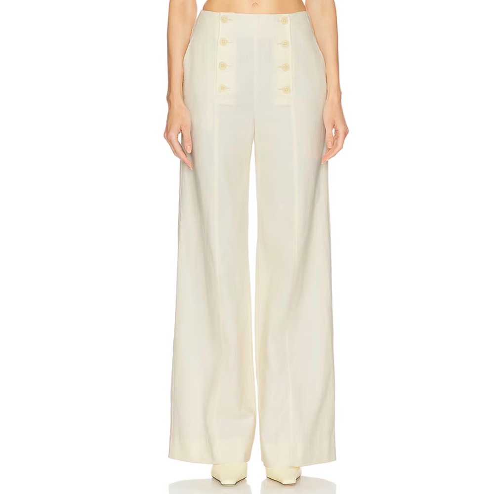 Ulla‎ Johnson NWOT Yalena Pants Womens 10 Cowrie White Cotton Wide Leg High Rise